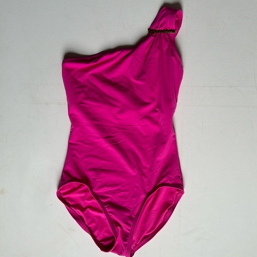 Michael Kors one shoulder pink one piece swimsuit Villa Del Mar Logo Bar …